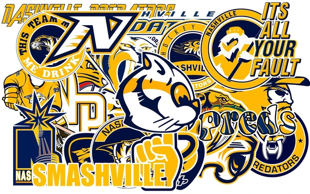 Main image of 25 PCS Nashville American Predators Hockey Stickers for Water Bottle, Laptop, Bicycle, Computer, Motorcycle, Travel Case, Car Decal Decoration Stickers