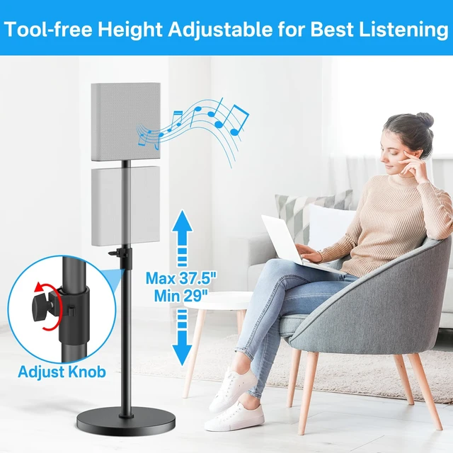 Alt view image 3 of 6 - Height Adjustable Speaker Stands Pairs for Sony Bravia Theatre Quad HT-A9M2 Stands - Heavy-Duty Surround Speaker Stand for Sony HT-A9M2 Speaker Stand with Cable Management