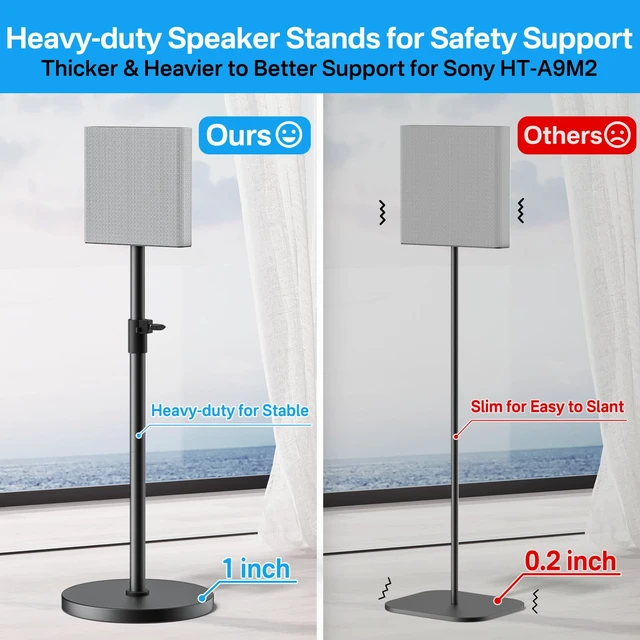 Alt view image 5 of 6 - Height Adjustable Speaker Stands Pairs for Sony Bravia Theatre Quad HT-A9M2 Stands - Heavy-Duty Surround Speaker Stand for Sony HT-A9M2 Speaker Stand with Cable Management