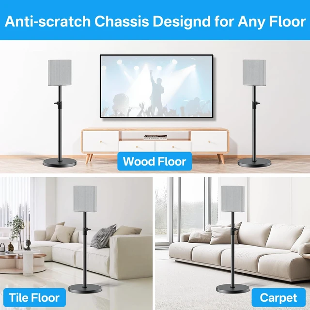 Alt view image 6 of 6 - Height Adjustable Speaker Stands Pairs for Sony Bravia Theatre Quad HT-A9M2 Stands - Heavy-Duty Surround Speaker Stand for Sony HT-A9M2 Speaker Stand with Cable Management