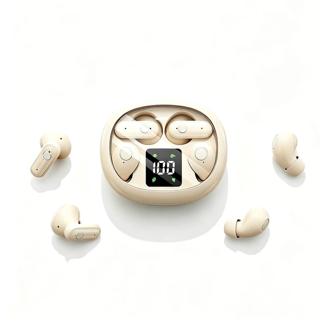 Main image of Wireless Earbuds, 2 in 1 Case(Mini Sleep Earbuds & Semi-In-Ear Headphones), Bluetooth Earphones with LED Power Display,Smallest Invisible Earbuds for Small Ears Canals Side Sleepers, Sports, Work