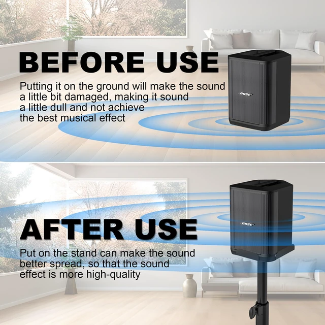Alt view image 7 of 7 - Heavy Duty Adjustable Speaker Stand for Bose S1 Pro & S1 Pro Plus, 22.6"-36.2" Height, ll-Metal Construction with Anti-Vibration Rubber Base, Floor Standing Mount for Home/Stage/DJ Use