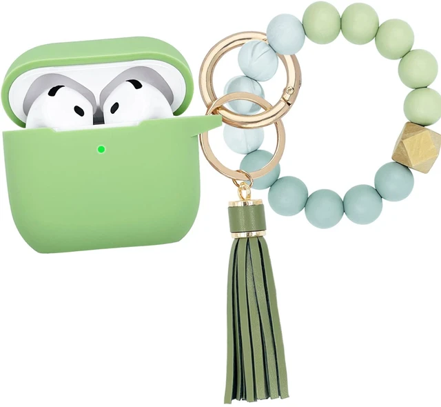 Main image of Compatible with AirPods 4 Case Cover, Soft Silicone Protective Cover with Bracelet Keychain, Compatible with Apple AirPods 4th Generation Wireless Earbuds (Light Green)