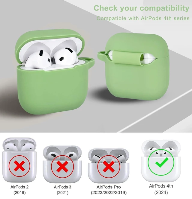 Alt view image 3 of 7 - Compatible with AirPods 4 Case Cover, Soft Silicone Protective Cover with Bracelet Keychain, Compatible with Apple AirPods 4th Generation Wireless Earbuds (Light Green)