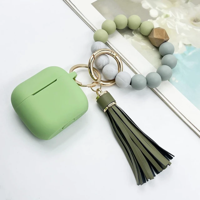 Alt view image 2 of 7 - Compatible with AirPods 4 Case Cover, Soft Silicone Protective Cover with Bracelet Keychain, Compatible with Apple AirPods 4th Generation Wireless Earbuds (Light Green)