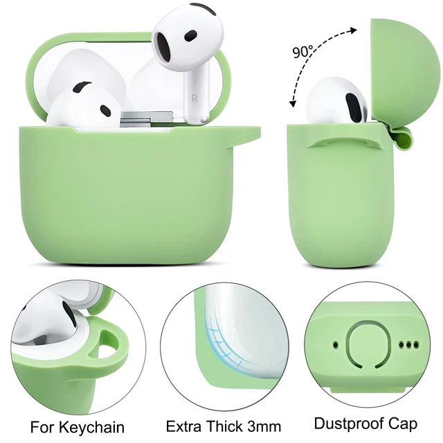 Alt view image 4 of 7 - Compatible with AirPods 4 Case Cover, Soft Silicone Protective Cover with Bracelet Keychain, Compatible with Apple AirPods 4th Generation Wireless Earbuds (Light Green)