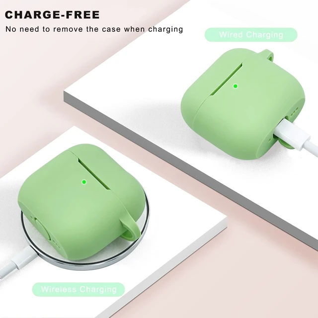 Alt view image 5 of 7 - Compatible with AirPods 4 Case Cover, Soft Silicone Protective Cover with Bracelet Keychain, Compatible with Apple AirPods 4th Generation Wireless Earbuds (Light Green)