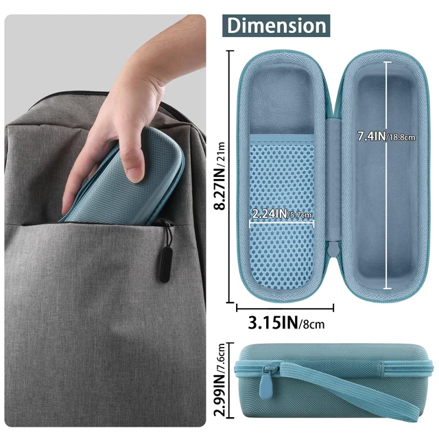 Alt view image 6 of 7 - Hard Case for Anker SoundCore/2/Motion B Outdoor Speaker,Light Blue Space For Charging Cable, Soft Lining, Durable Zippered Shell, Mesh Pocket, Hard Protective Bag
