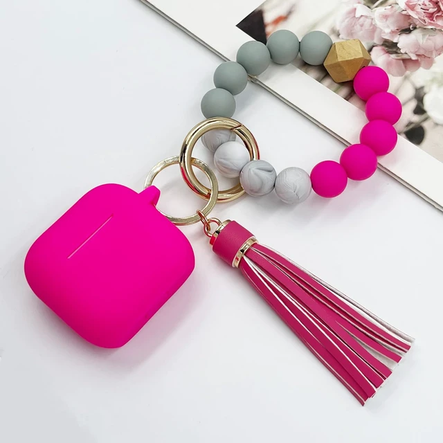 Alt view image 2 of 7 - Compatible with AirPods 4 Case Cover, Soft Silicone Protective Cover with Bracelet Keychain, Compatible with Apple AirPods 4th Generation Wireless Earbuds (Hot Pink)