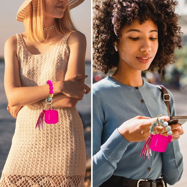 Alt view image 7 of 7 - Compatible with AirPods 4 Case Cover, Soft Silicone Protective Cover with Bracelet Keychain, Compatible with Apple AirPods 4th Generation Wireless Earbuds (Hot Pink)