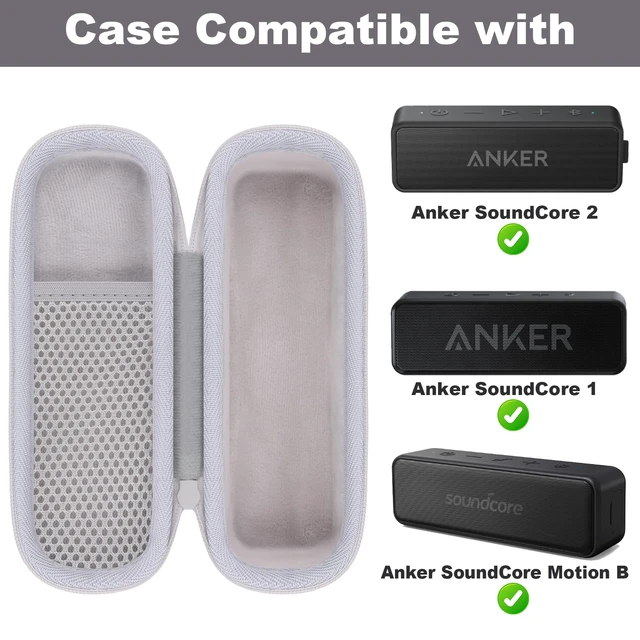 Alt view image 2 of 7 - Hard Case for Anker SoundCore/2/Motion B Outdoor Speaker, White Space For Charging Cable, Soft Lining, Durable Zippered Shell, Mesh Pocket, Hard Protective Bag