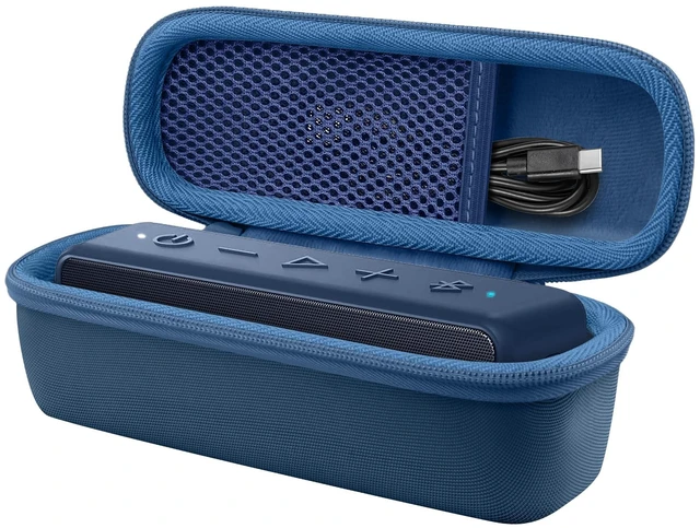 Main image of Hard Case for Anker SoundCore/2/Motion B Outdoor Speaker, Dark Blue Space For Charging Cable, Soft Lining, Durable Zippered Shell, Mesh Pocket, Hard Protective Bag