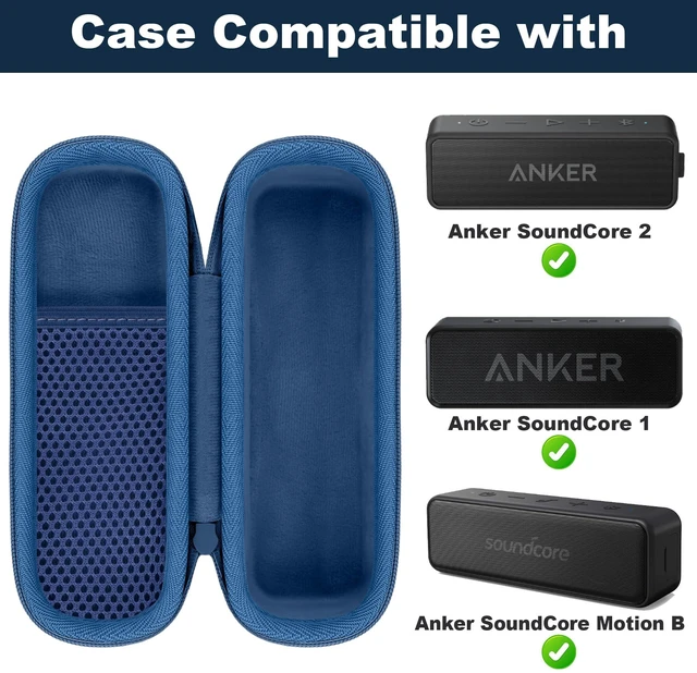 Alt view image 2 of 7 - Hard Case for Anker SoundCore/2/Motion B Outdoor Speaker, Dark Blue Space For Charging Cable, Soft Lining, Durable Zippered Shell, Mesh Pocket, Hard Protective Bag