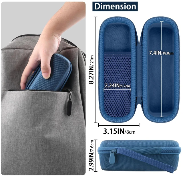Alt view image 6 of 7 - Hard Case for Anker SoundCore/2/Motion B Outdoor Speaker, Dark Blue Space For Charging Cable, Soft Lining, Durable Zippered Shell, Mesh Pocket, Hard Protective Bag