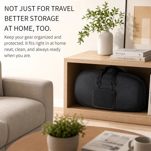 Alt view image 5 of 7 - Carrying Case for JBL Boombox 4, Portable Speaker Travel Bag Hard EVA Shell, Soft Lining, Shoulder Strap, Cable Pouch, Camping, Road Trips, Outdoor Parties, Grey Inside - Case Only