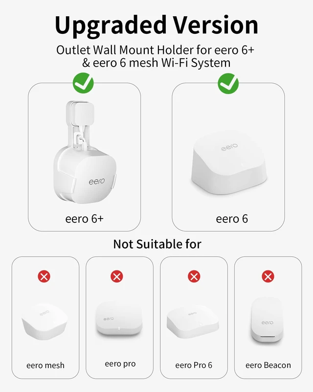 Alt view image 2 of 7 - 1 Pack Outlet Wall Mount Holder for eero 6 and Eero 6+ Wall Mount Holder Stand Bracket for eero 6 and Eero 6+, Built-In Cord Storage and No-Drill Outlet Mounting