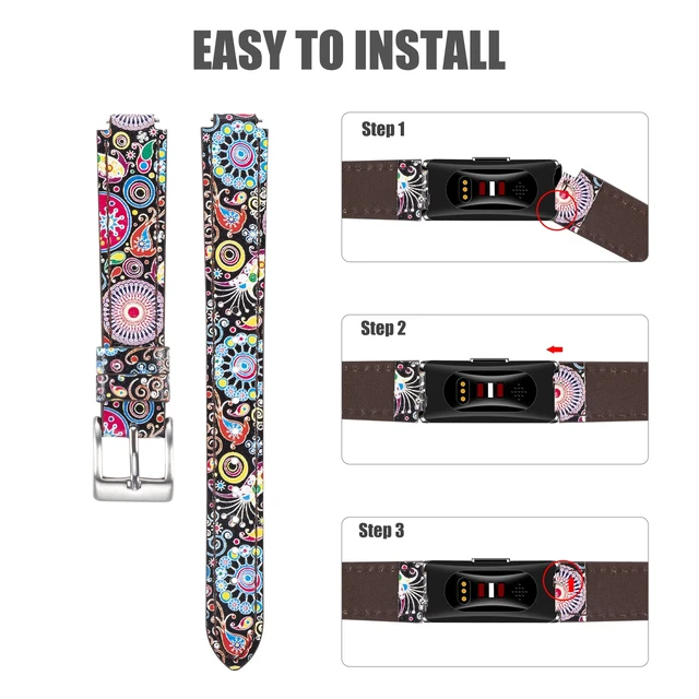 Alt view image 3 of 5 - Genuine Leather Bands Compatible with Fitbit Inspire 3/Inspire 2/Inspire HR/Inspire, Classic Replacement Strap Wristband with Quick Release Women Men