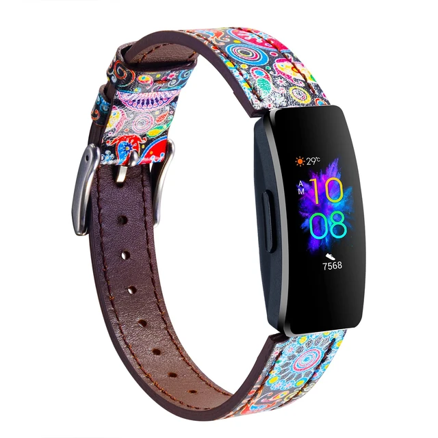 Alt view image 2 of 5 - Genuine Leather Bands Compatible with Fitbit Inspire 3/Inspire 2/Inspire HR/Inspire, Classic Replacement Strap Wristband with Quick Release Women Men