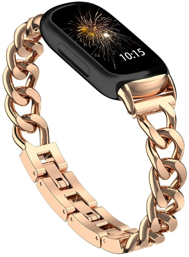 Main image of Metal Chain Band Compatible with Fitbit Inspire 3 Bands, Adjustable Stainless Steel Straps Replacement for Fitbit Inspire 3 Bands for Women Men