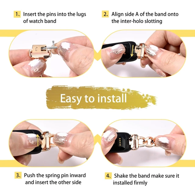 Alt view image 5 of 6 - Metal Chain Band Compatible with Fitbit Inspire 3 Bands, Adjustable Stainless Steel Straps Replacement for Fitbit Inspire 3 Bands for Women Men