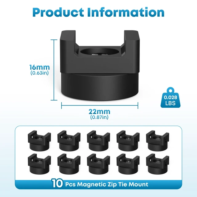 Alt view image 2 of 7 - Magnetic Zip Tie Mount Heavy Duty Magnetic Cable Zip Tie Base, Tie Mounts, Magnetism Wire Clamps, Magnet Zip Ties Holders, Zip Tie Organizer Magnet Wire Management Clips 10Pcs