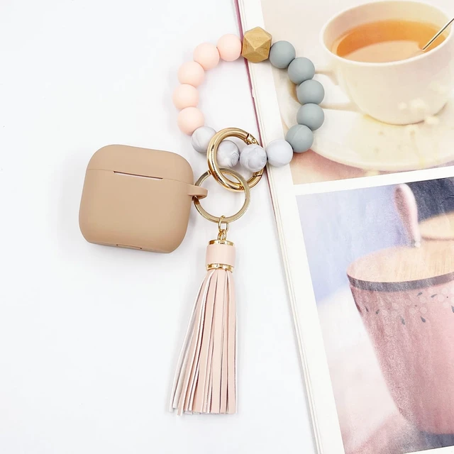 Alt view image 2 of 7 - Compatible with AirPods 4 Case Cover, Soft Silicone Protective Cover with Bracelet Keychain, Compatible with Apple AirPods 4th Generation Wireless Earbuds (Milk Tea)