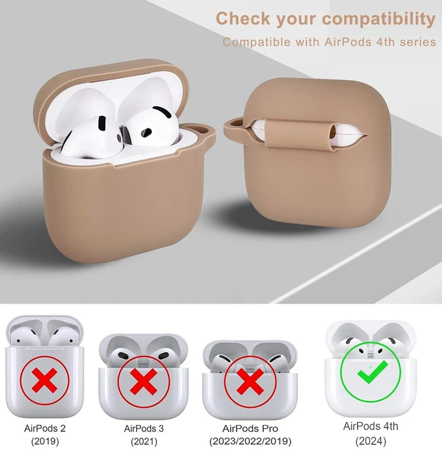 Alt view image 3 of 7 - Compatible with AirPods 4 Case Cover, Soft Silicone Protective Cover with Bracelet Keychain, Compatible with Apple AirPods 4th Generation Wireless Earbuds (Milk Tea)
