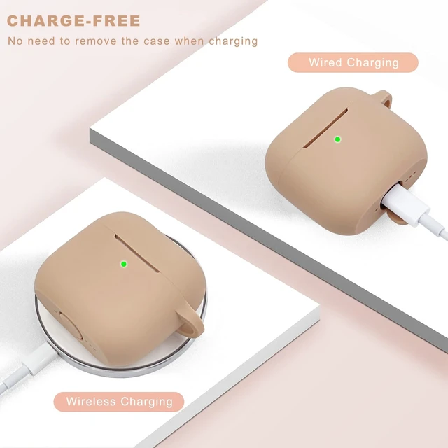 Alt view image 5 of 7 - Compatible with AirPods 4 Case Cover, Soft Silicone Protective Cover with Bracelet Keychain, Compatible with Apple AirPods 4th Generation Wireless Earbuds (Milk Tea)