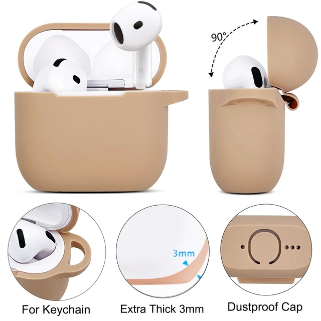 Alt view image 4 of 7 - Compatible with AirPods 4 Case Cover, Soft Silicone Protective Cover with Bracelet Keychain, Compatible with Apple AirPods 4th Generation Wireless Earbuds (Milk Tea)