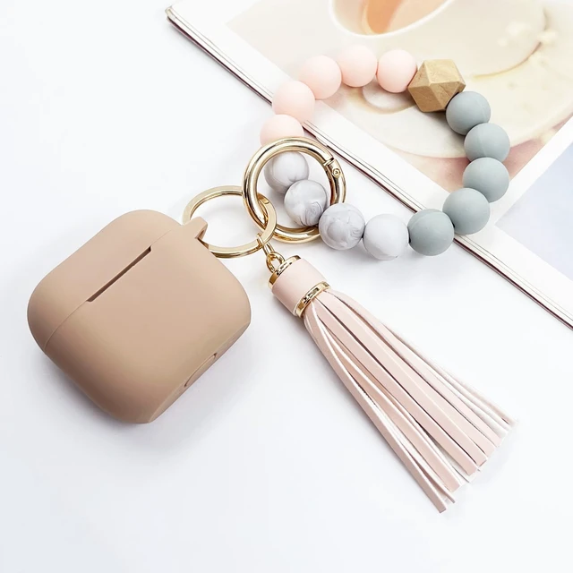 Alt view image 6 of 7 - Compatible with AirPods 4 Case Cover, Soft Silicone Protective Cover with Bracelet Keychain, Compatible with Apple AirPods 4th Generation Wireless Earbuds (Milk Tea)