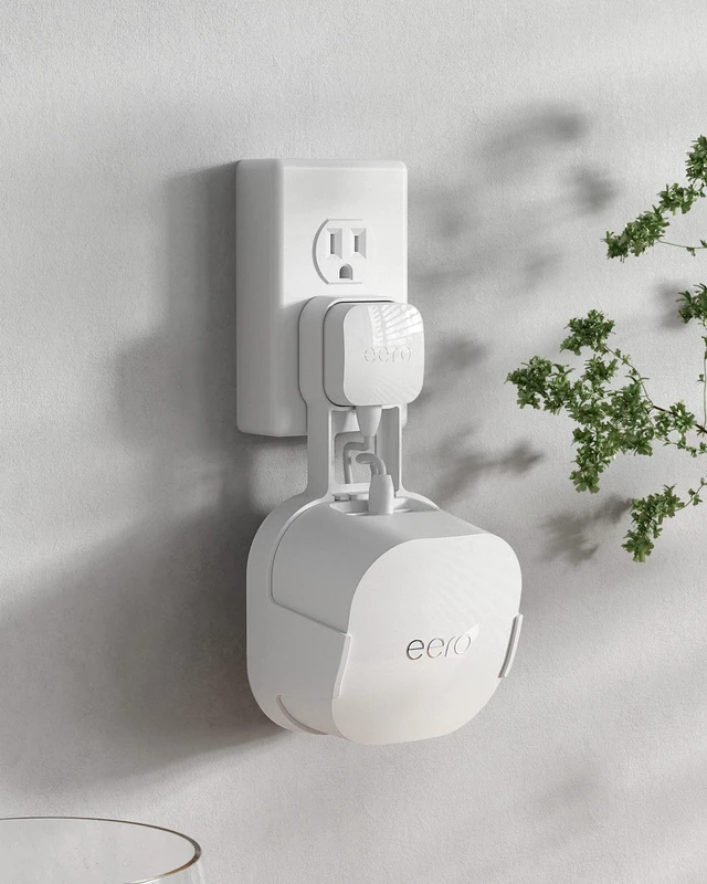 Alt view image 5 of 7 - 1 Pack Outlet Wall Mount Holder for eero 6 and Eero 6+ Wall Mount Holder Stand Bracket for eero 6 and Eero 6+, Built-In Cord Storage and No-Drill Outlet Mounting