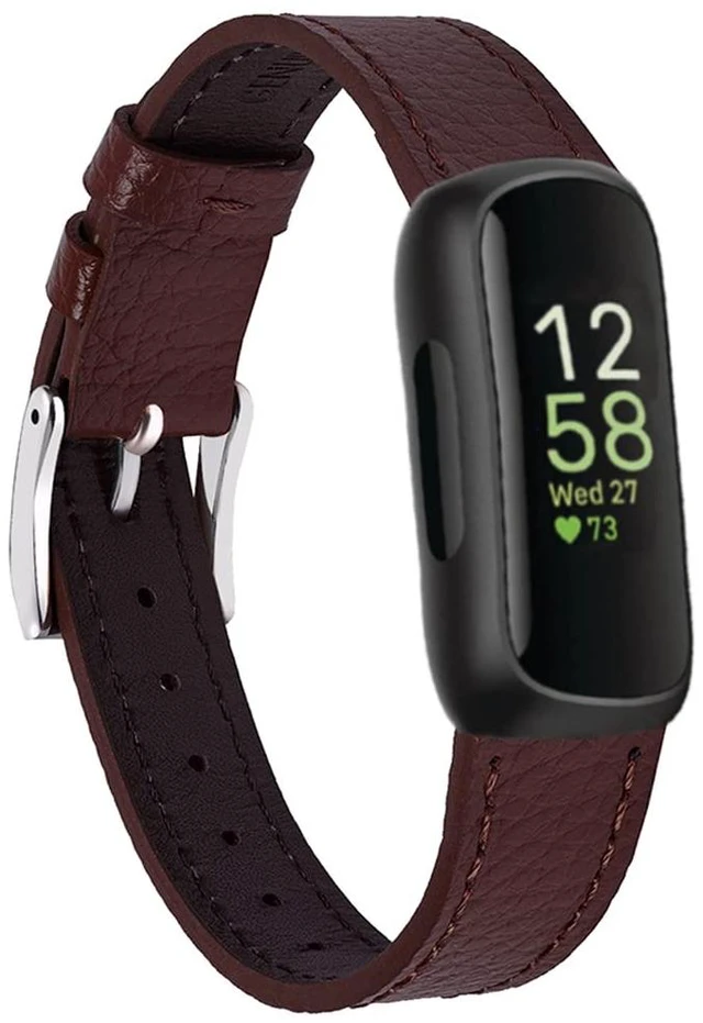 Main image of Genuine Leather Bands Compatible with Fitbit Inspire 3/Inspire 2/Inspire HR/Inspire, Classic Replacement Strap Wristband with Quick Release Women Men