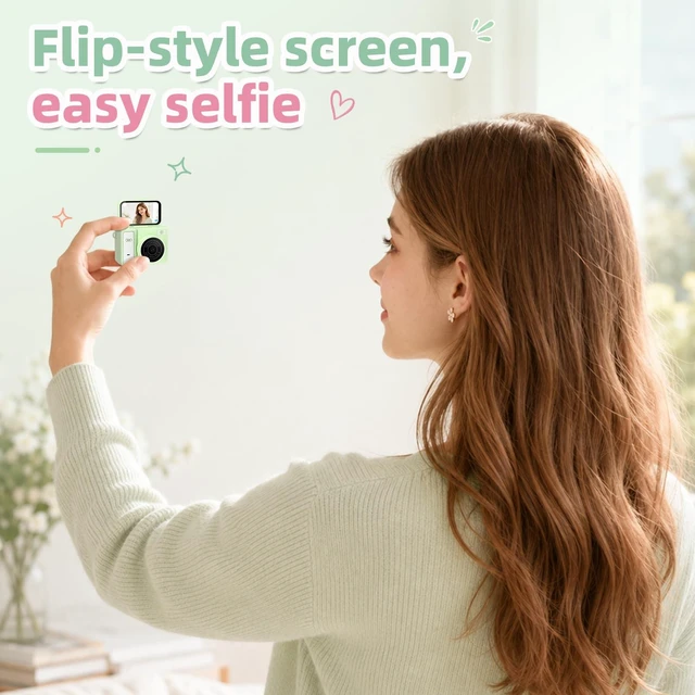 Alt view image 6 of 7 - Mini Keychain Digital Camera, Green Mini Camera with FILP Screen, 1MP 1080P Small Camera, 8GB Card, Video Recorder, Long Battery Life for Travel, Party and Vlog