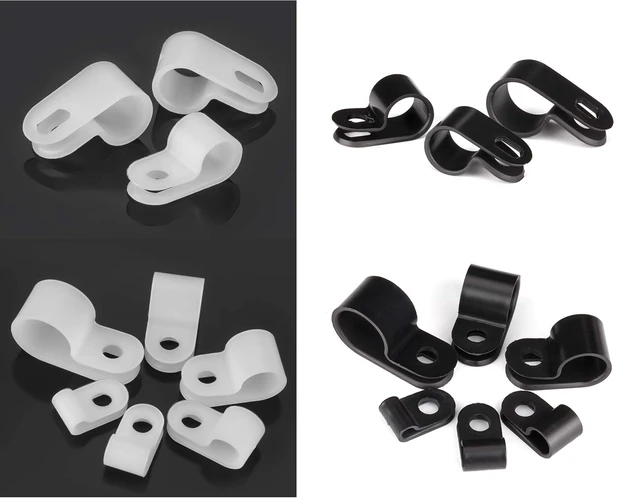 Alt view image 5 of 5 - Bigtrans 555 Pcs Nylon Plastic R-Type Wire Clips with Screws 1/4" 5/16" 3/8" 1/2" 3/4" Clamps Fasteners Assortment for Cable Conduit -5 Size -White