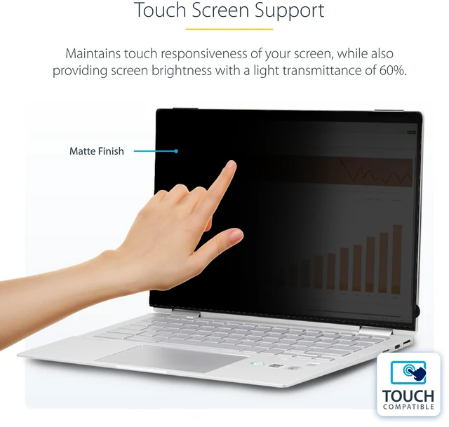 Alt view image 4 of 7 - 14-inch 16:10 Flip-Over Privacy Screen with Touch, Laptop Security Shield, Anti-Glare Blue Light Filter