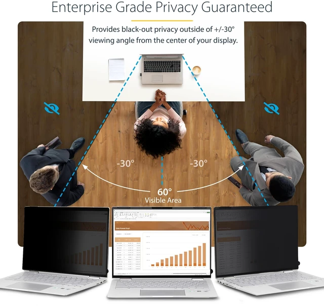 Alt view image 2 of 7 - 14-inch 16:10 Flip-Over Privacy Screen with Touch, Laptop Security Shield, Anti-Glare Blue Light Filter