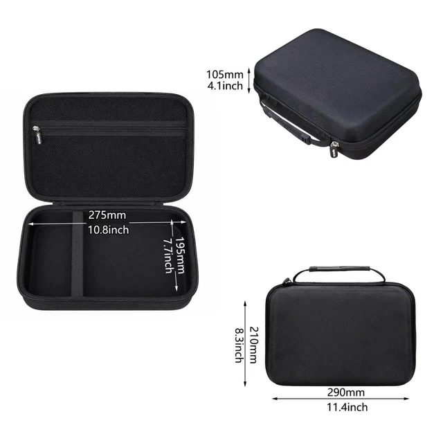 Alt view image 6 of 7 - Case for DBPOWER/SQQBZZ/ieGeek/magofly 11.5" 12" DVD Player -Black Carrying Case, Water-resistant & Shock-resistant, Zippered Mesh Pocket Stores Remote Control, Charger, AV Cable