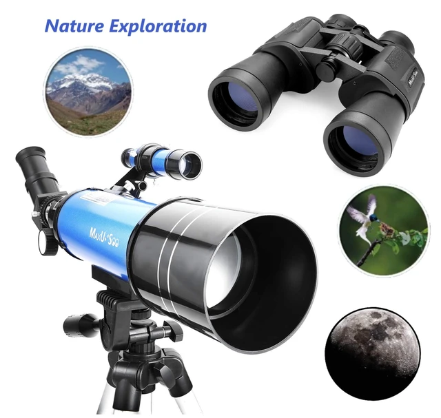 Alt view image 5 of 6 - Travel Telescope with Backpack - 70mm Refractor Telescope & 10X50 HD Binoculars Bak4 Prism FMC Lens for Moon Viewing Bird Watching Sightseeing