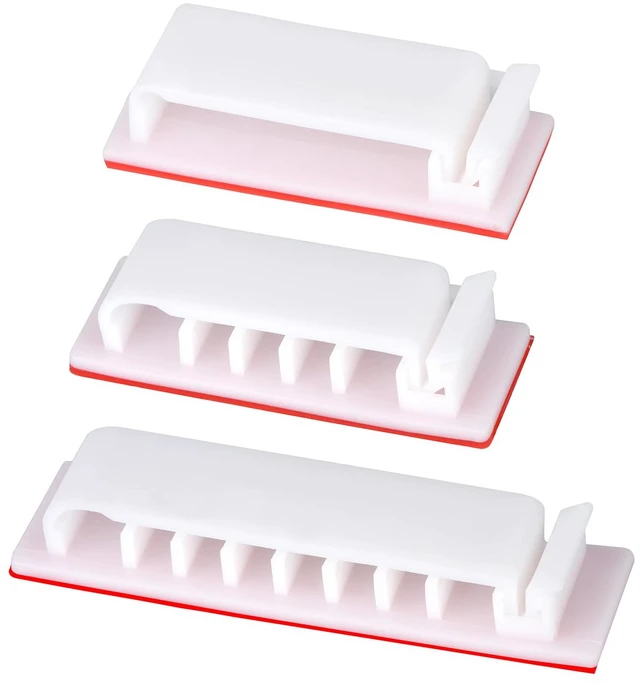 Main image of Cable Management Clips, 20Pcs Cable Organizers Wire Clips Cord Holder for TV PC Ethernet Cable Desk Home Office (White)