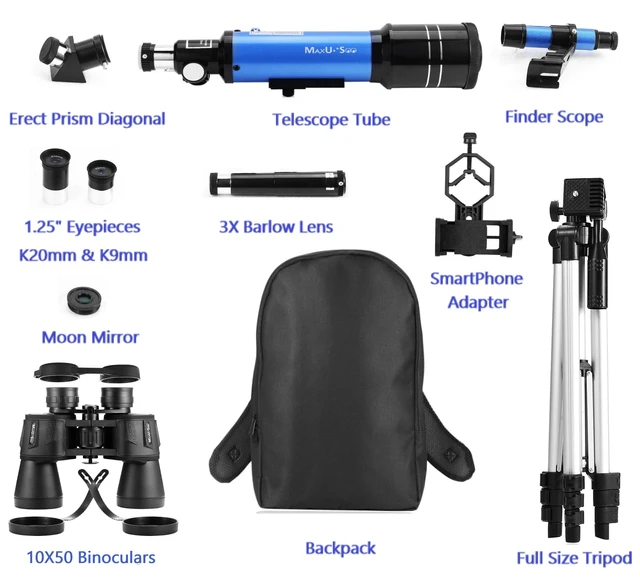 Alt view image 6 of 6 - Travel Telescope with Backpack - 70mm Refractor Telescope & 10X50 HD Binoculars Bak4 Prism FMC Lens for Moon Viewing Bird Watching Sightseeing