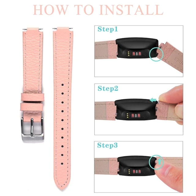 Alt view image 4 of 7 - Genuine Leather Bands Compatible with Fitbit Inspire 3/Inspire 2/Inspire HR/Inspire,Soft Sport Straps Adjustable Replacement Wristbands for Women Men 03