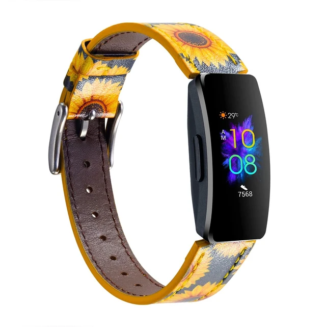 Main image of Genuine Leather Bands Compatible with Fitbit Inspire 3/Inspire 2/Inspire HR/Inspire,Soft Sport Straps Adjustable Replacement Wristbands for Women Men 04