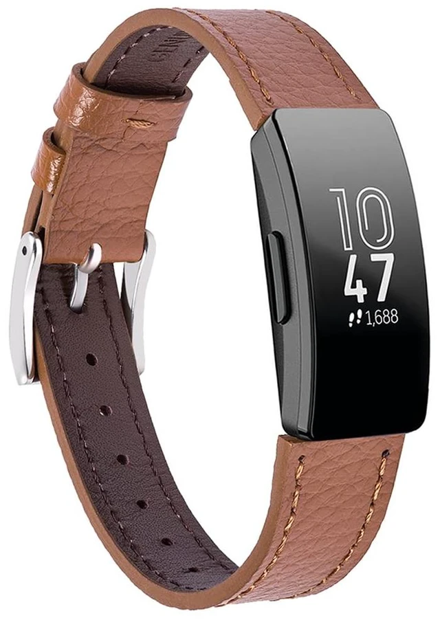 Main image of Genuine Leather Bands Compatible with Fitbit Inspire 3/Inspire 2/Inspire HR/Inspire,Soft Sport Straps Adjustable Replacement Wristbands for Women Men 02