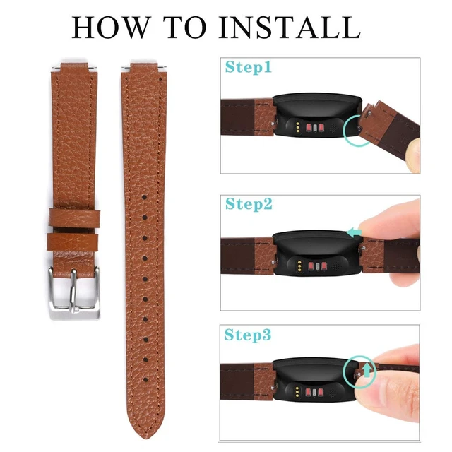 Alt view image 3 of 7 - Genuine Leather Bands Compatible with Fitbit Inspire 3/Inspire 2/Inspire HR/Inspire,Soft Sport Straps Adjustable Replacement Wristbands for Women Men 02