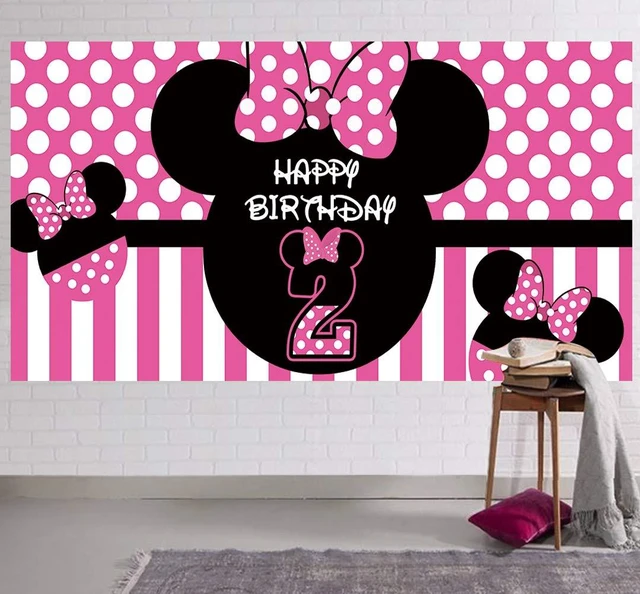 Main image of Minnie 2nd Birthday Backdrop, Minnie 2nd Birthday Banner Party Supplies, Minnie 2 Bday Decorations Photography Background (6.6 x 3.3 ft)