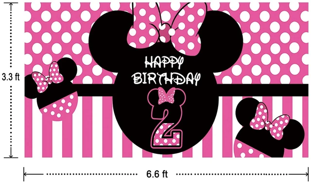 Alt view image 2 of 5 - Minnie 2nd Birthday Backdrop, Minnie 2nd Birthday Banner Party Supplies, Minnie 2 Bday Decorations Photography Background (6.6 x 3.3 ft)
