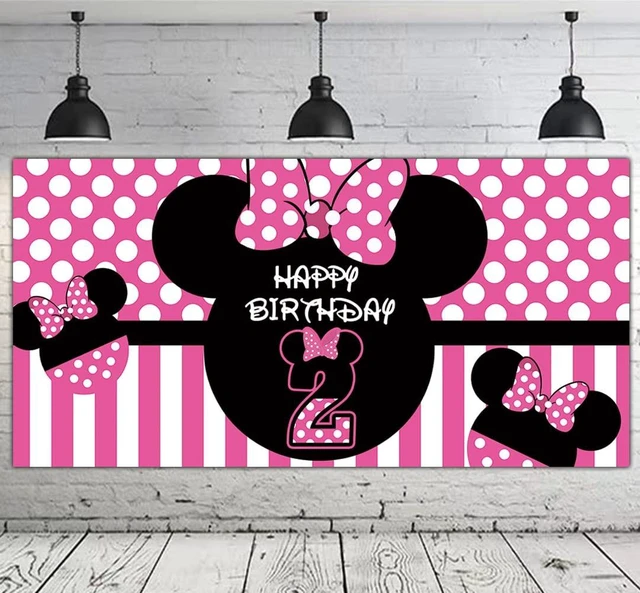 Alt view image 3 of 5 - Minnie 2nd Birthday Backdrop, Minnie 2nd Birthday Banner Party Supplies, Minnie 2 Bday Decorations Photography Background (6.6 x 3.3 ft)