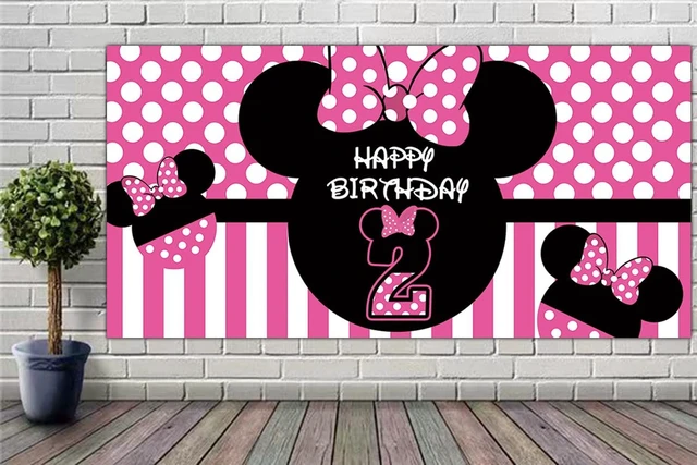 Alt view image 4 of 5 - Minnie 2nd Birthday Backdrop, Minnie 2nd Birthday Banner Party Supplies, Minnie 2 Bday Decorations Photography Background (6.6 x 3.3 ft)