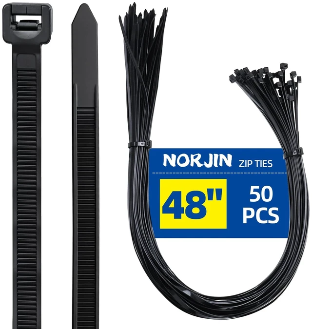 Main image of 50 Pcs 48 Inch Extra Long Zip Ties Heavy Duty,Large Zip Ties with 175 lbs Tensile Strength Self Locking UV Resistant Tie Wraps Cable Ties for Outdoor Use