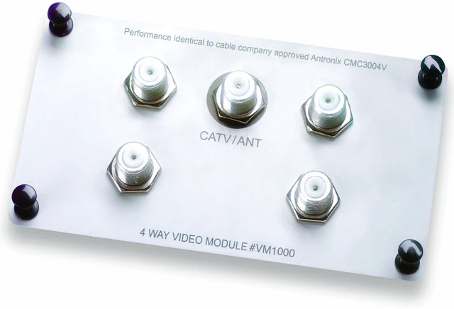 Main image of Legrand - OnQ 4 Way Video Module, Enhanced Passive 1GHz Video Splitter, Enclosure Mount Style for Digital Cable, High-Speed Internet, HDTV, 1 Count, VM1000